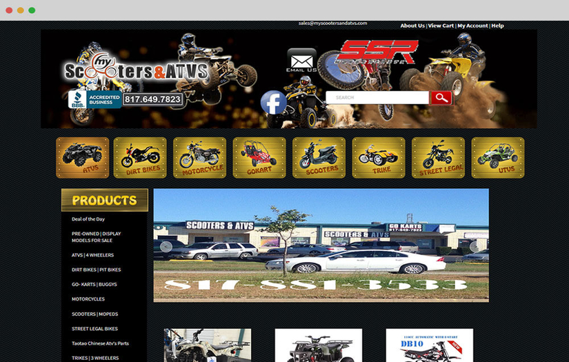 My scooters and ATVs - Website Design & Development screenshot 1
